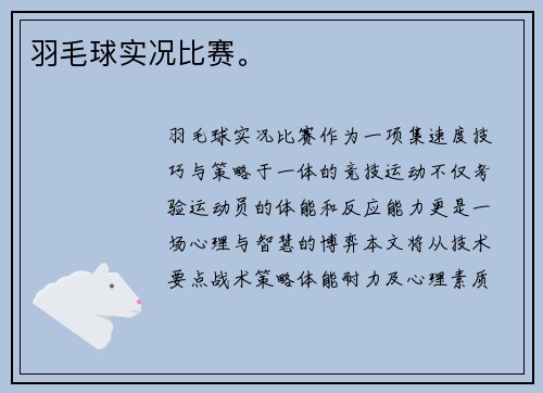 羽毛球实况比赛。