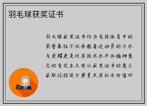 羽毛球获奖证书
